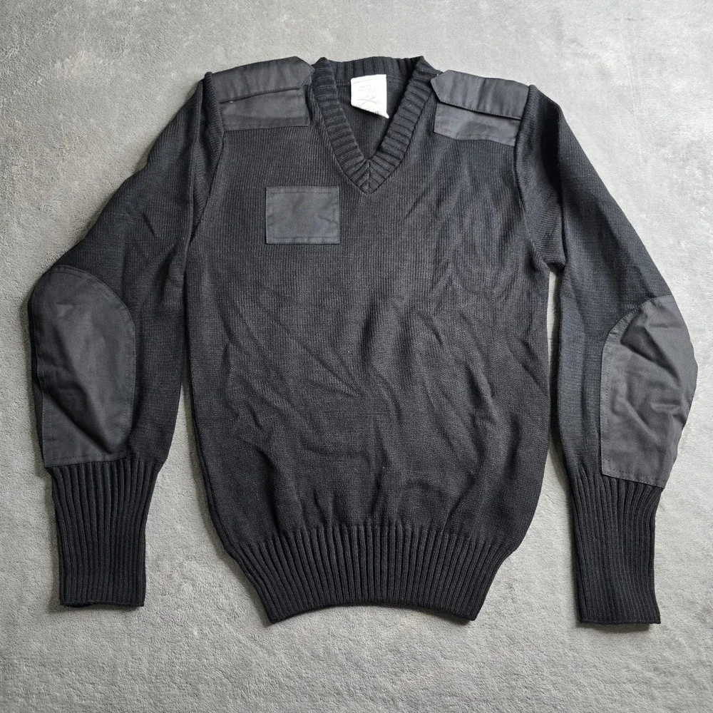 MILITARY EQUIPMENT CORPORATION OF AMERICA V-NECK SWEATER MENS SMALL BLACK